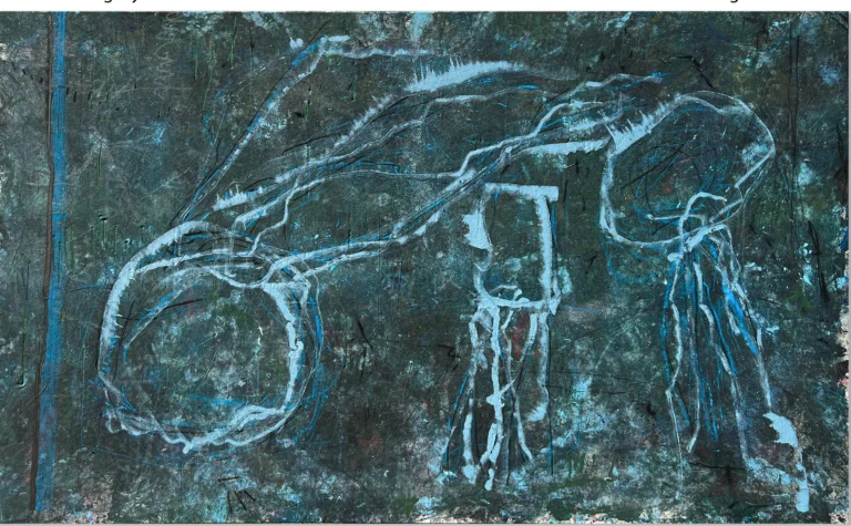 CONSTELLATION – abstraktus paveikslas, 245×140 cm, mišri technika ant drobės, menininkas Eigirdas Scinskas