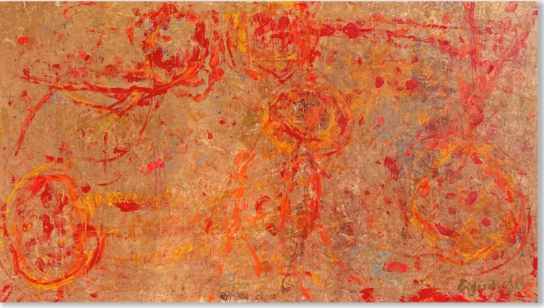 GOLDEN LIGHT – abstraktus paveikslas, 275×150 cm, mišri technika ant drobės, menininkas Eigirdas Scinskas