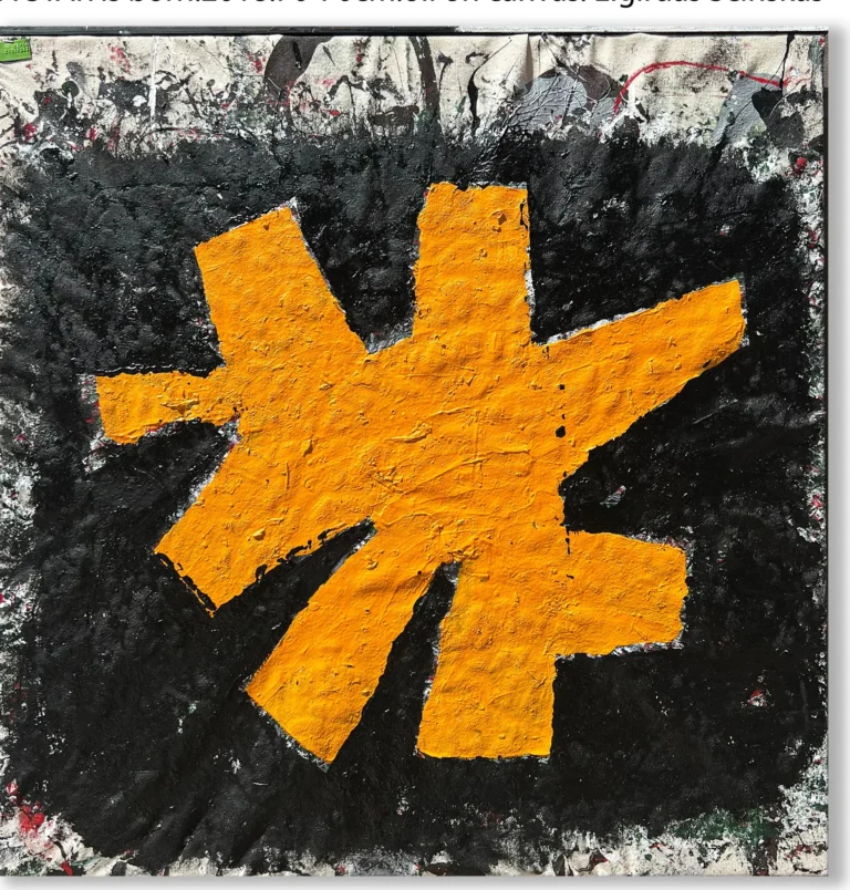 A STAR IS BORN – abstraktus paveikslas, 70×70 cm, aliejus ant drobės, menininkas Eigirdas Scinskas