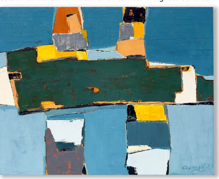 COTE D’AZUR – abstraktus paveikslas, 140×110 cm, aliejus ant drobės, menininkas Eigirdas Scinskas