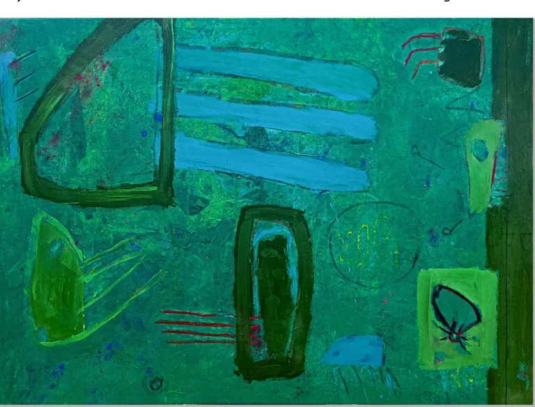 GREEN REVOLUTION – abstraktus paveikslas, 195×140 cm, mišri technika ant drobės, menininkas Eigirdas Scinskas