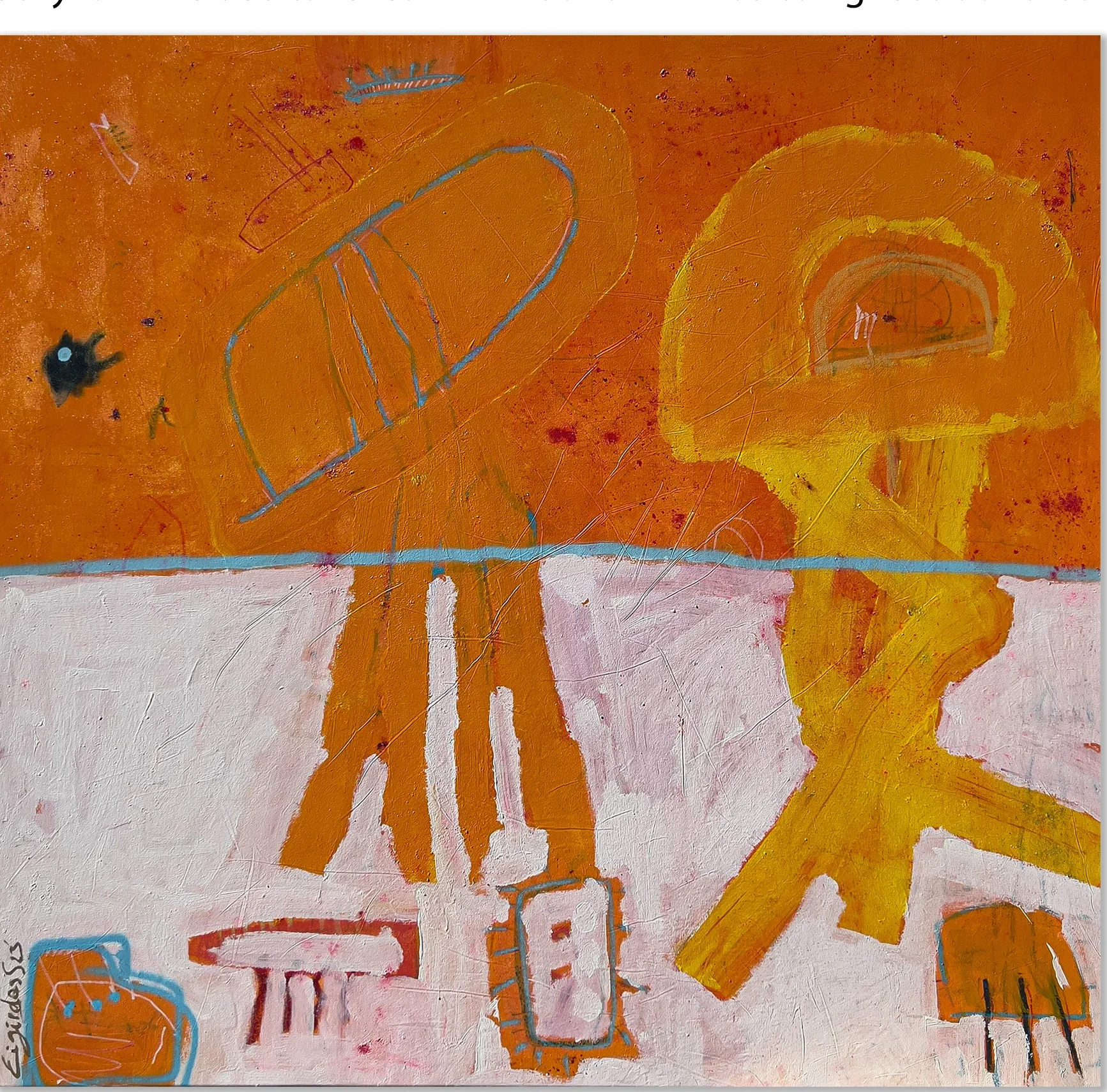 TWO SOULS – abstraktus paveikslas, 147×140 cm, mišri technika ant drobės, menininkas Eigirdas Scinskas