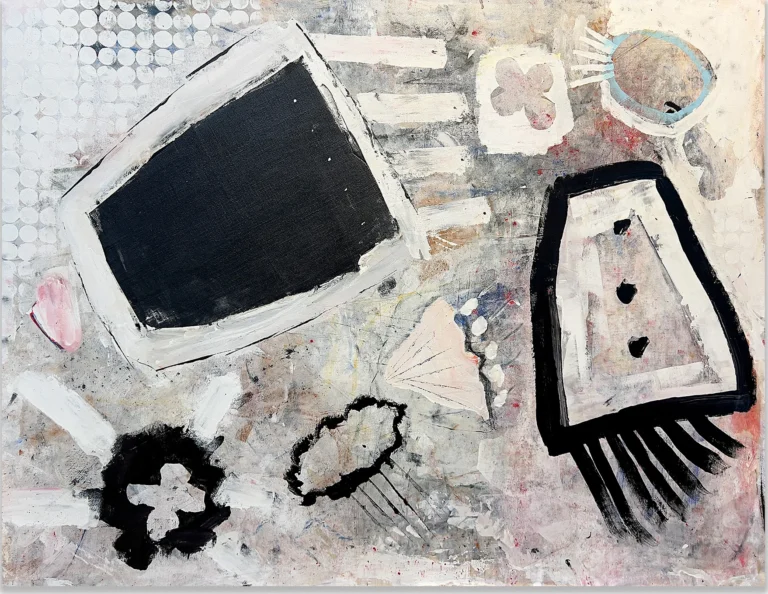 MONOCHROME – abstraktus paveikslas, 147×110 cm, mišri technika ant drobės, menininkas Eigirdas Scinskas