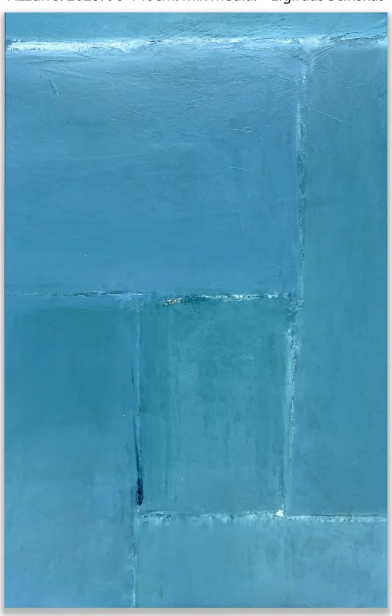 AZZURRO – abstraktus paveikslas, 90×140 cm, mišri technika ant drobės, menininkas Eigirdas Scinskas