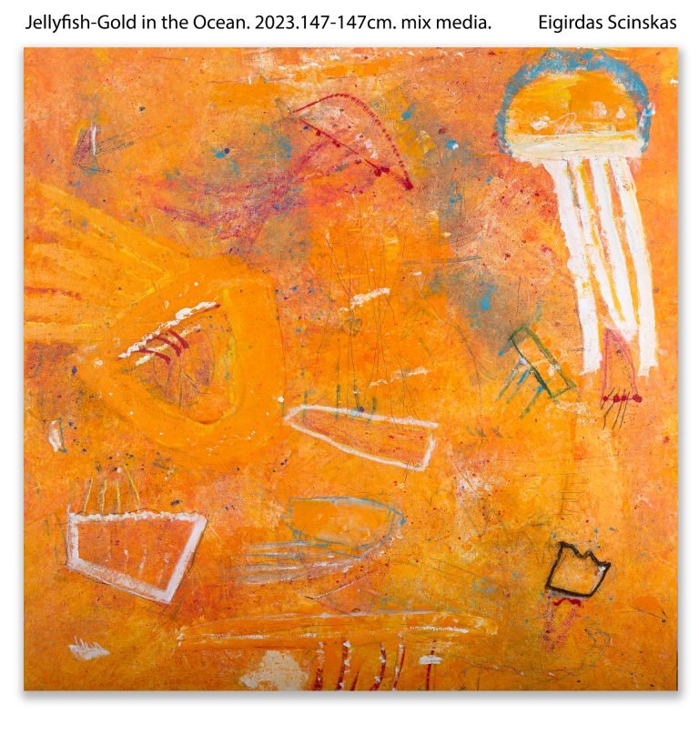 Jellyfish - Gold in the Ocean - Abstraktūs paveikslai Eigirdas Scinskas