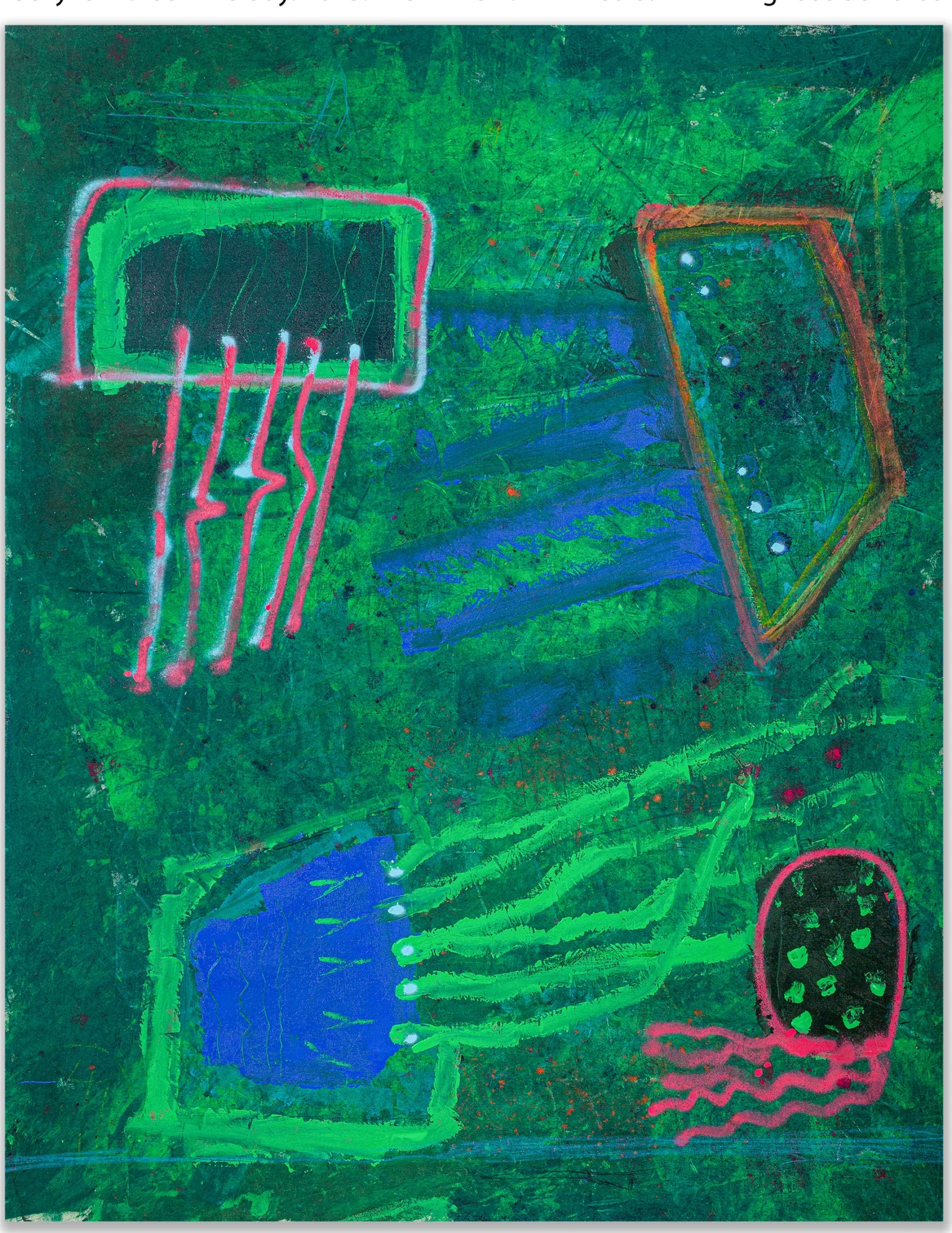 GREEN MELODY – abstraktus paveikslas, 115×147 cm, mišri technika ant drobės, menininkas Eigirdas Scinskas