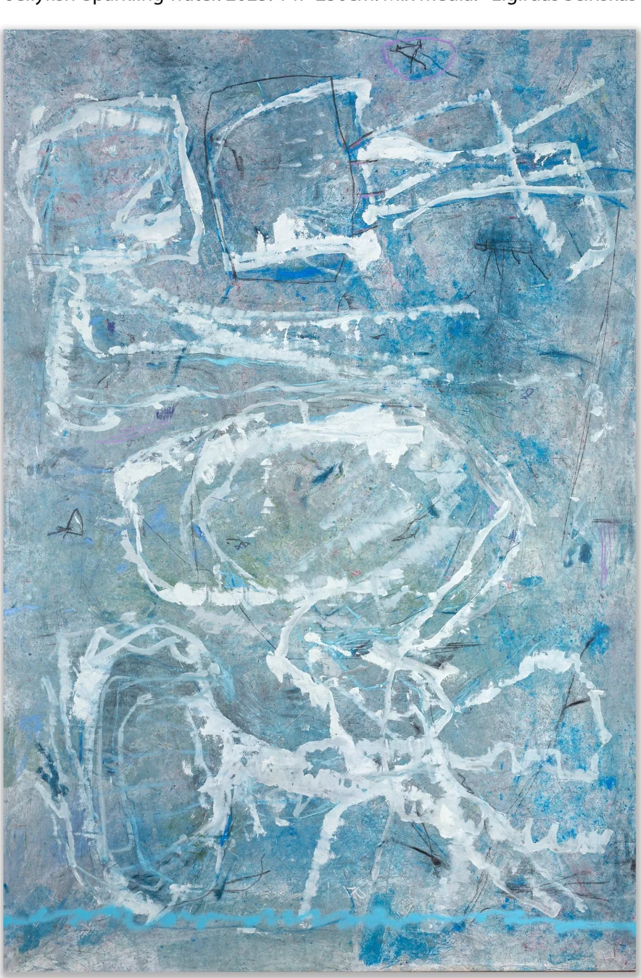 SPARKLING WATER – abstraktus paveikslas, 147×230 cm, mišri technika ant drobės, menininkas Eigirdas Scinskas