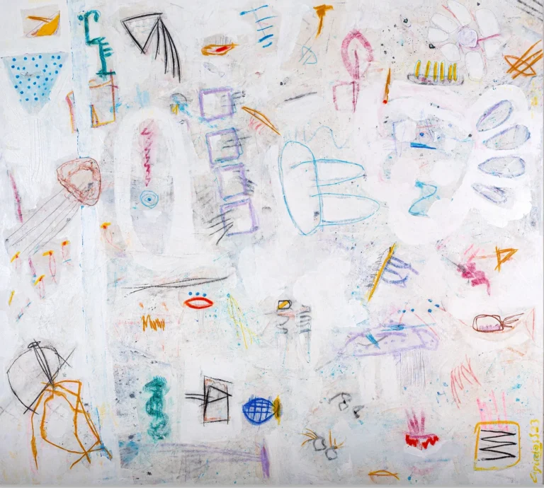 ON THE ICE – abstraktus paveikslas, 170×147 cm, mišri technika ant drobės, menininkas Eigirdas Scinskas