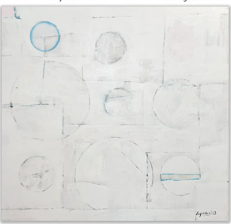 PLANETS – 9 POINTS OF MEDITATION – abstraktus paveikslas, 147×140 cm, mišri technika ant drobės, menininkas Eigirdas Scinskas