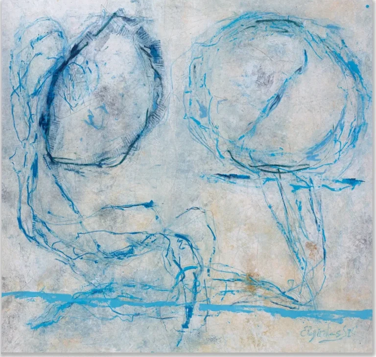 BLUE DIAMOND – abstraktus paveikslas, 147×144 cm, mišri technika ant drobės, menininkas Eigirdas Scinskas