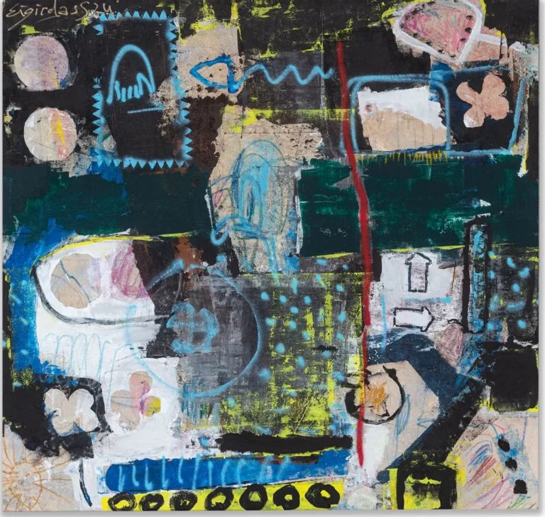 MATRIX – abstraktus paveikslas, 147×144 cm, mišri technika ant drobės, menininkas Eigirdas Scinskas