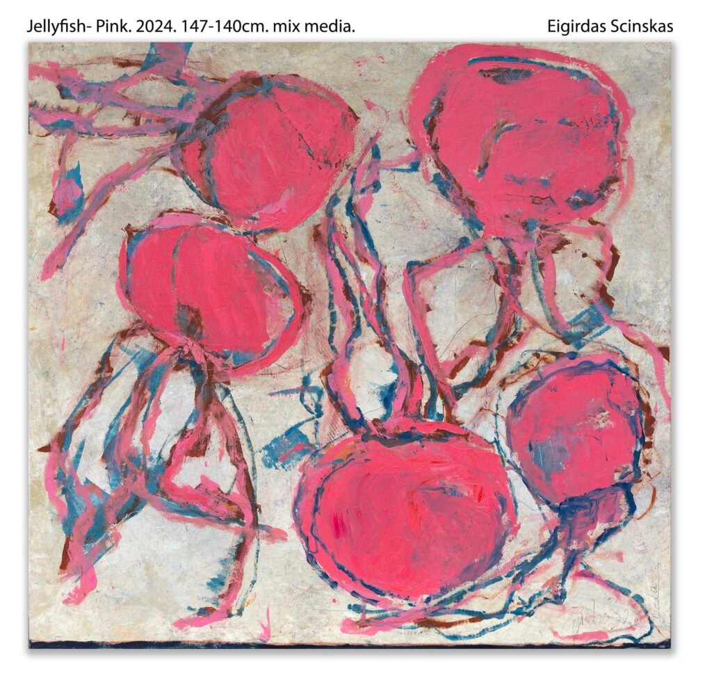 Cuadros abstractos de Medusas- Rosa. 2024. 147-140cm. mix media_6