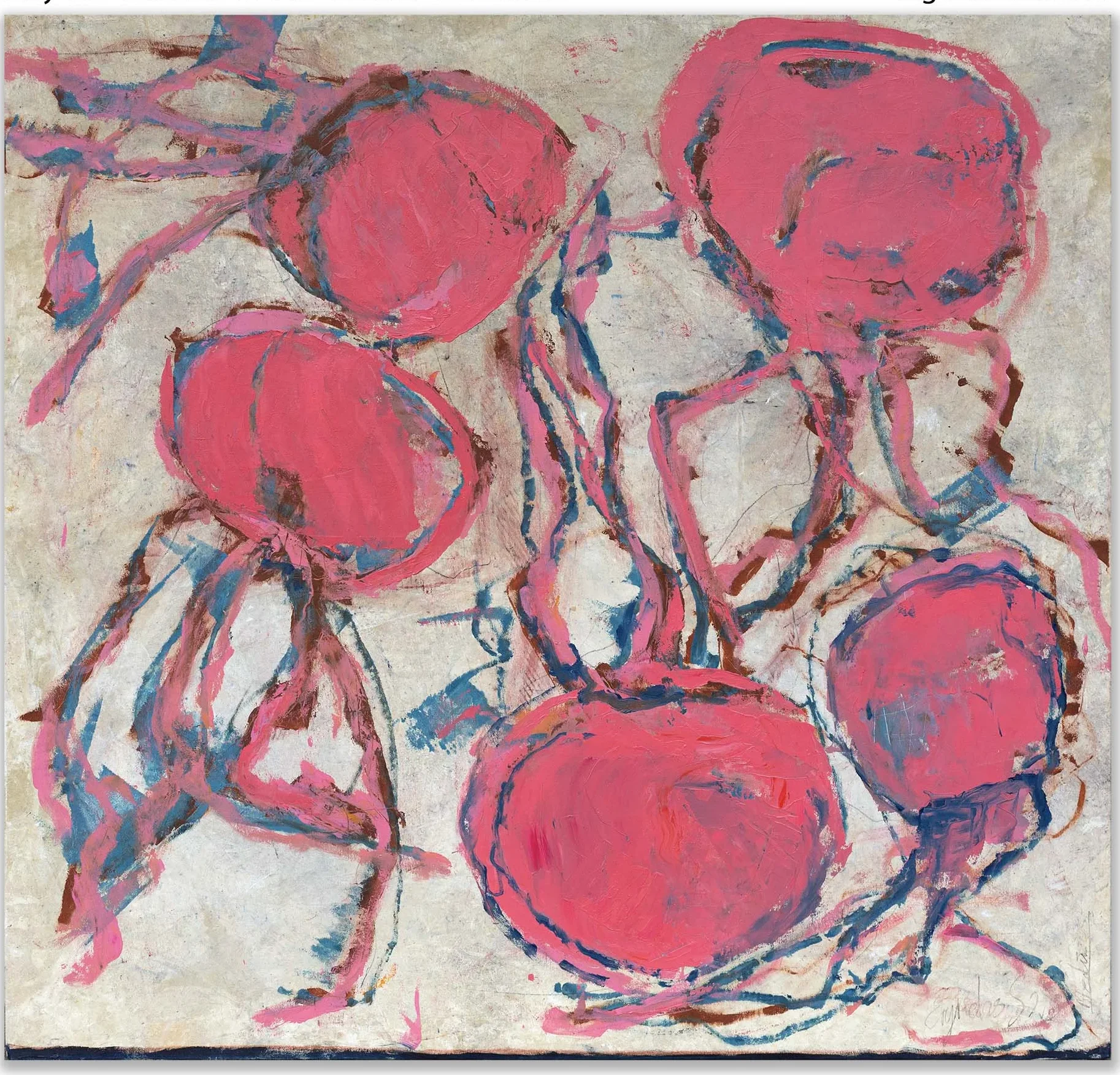 PINK – abstraktus paveikslas, 147×144 cm, mišri technika ant drobės, menininkas Eigirdas Scinskas