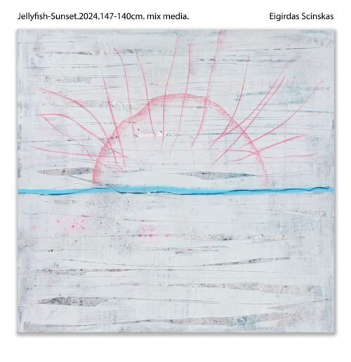 Jellyfish-Sunset.2024.147-140cm. mix media. Eigirdas Scinskas