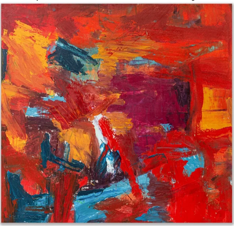 RED HOT CHILLY – abstraktus paveikslas, 147×140 cm, aliejus ant drobės, menininkas Eigirdas Scinskas