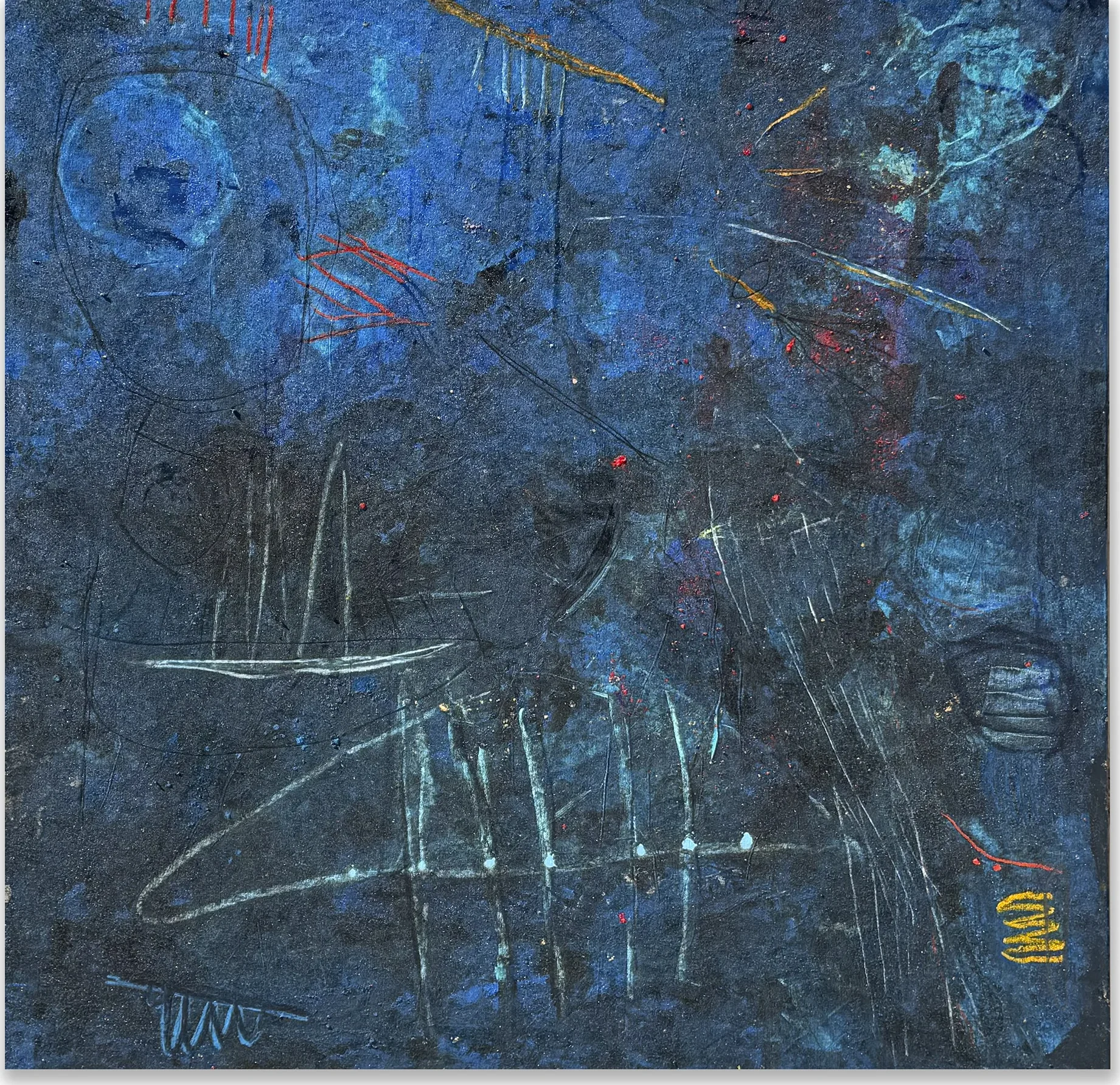 MYSTIC SKY – abstraktus paveikslas, 147×140 cm, mišri technika ant drobės, menininkas Eigirdas Scinskas