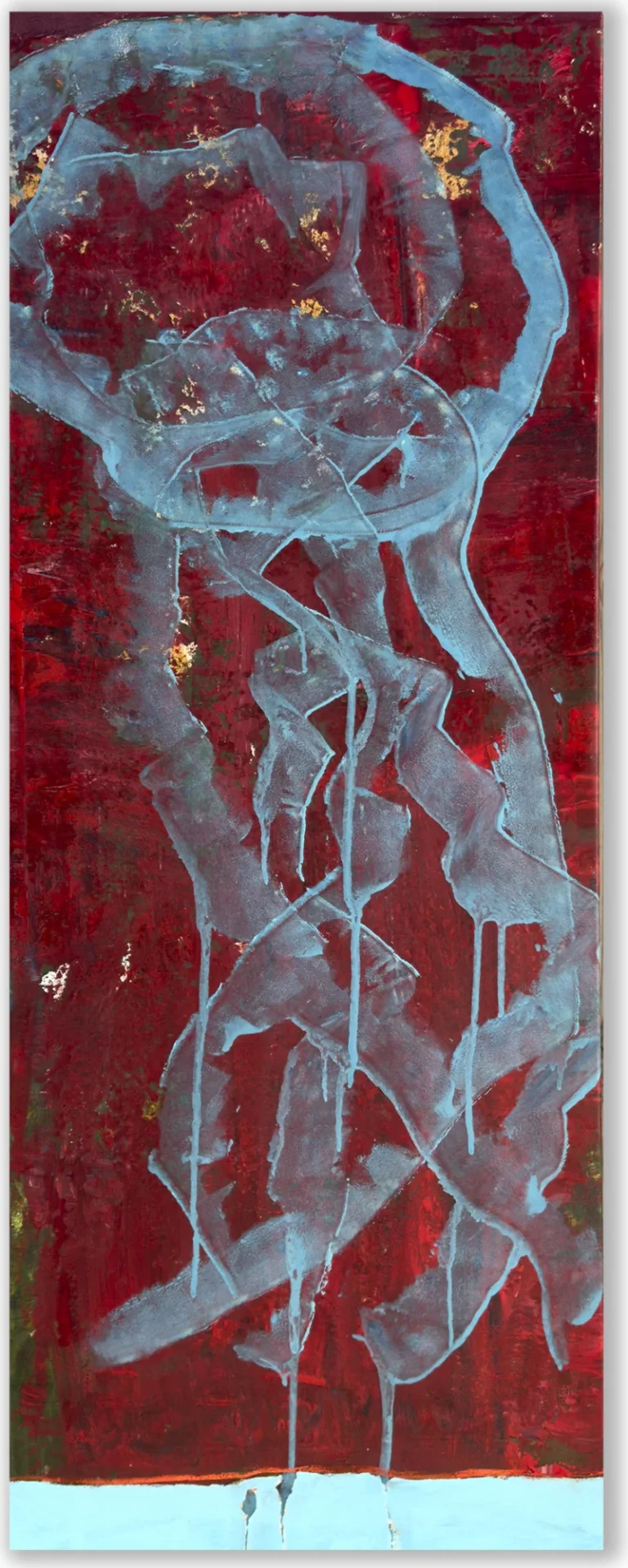 GLOWING – abstraktus paveikslas, 55×147 cm, mišri technika ant drobės, menininkas Eigirdas Scinskas