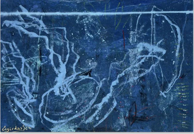 DEEP IN THE GLOWING HEART – abstraktus paveikslas, 147×100 cm, mišri technika ant drobės, menininkas Eigirdas Scinskas