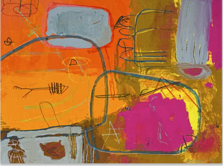 AN ORDINARY DAY OF A WHALE – abstraktus paveikslas, 147×100 cm, aliejus ant drobės, menininkas Eigirdas Scinskas