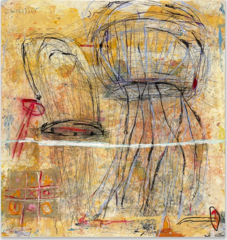 THE GAME – abstraktus paveikslas, 147×140 cm, mišri technika ant drobės, menininkas Eigirdas Scinskas