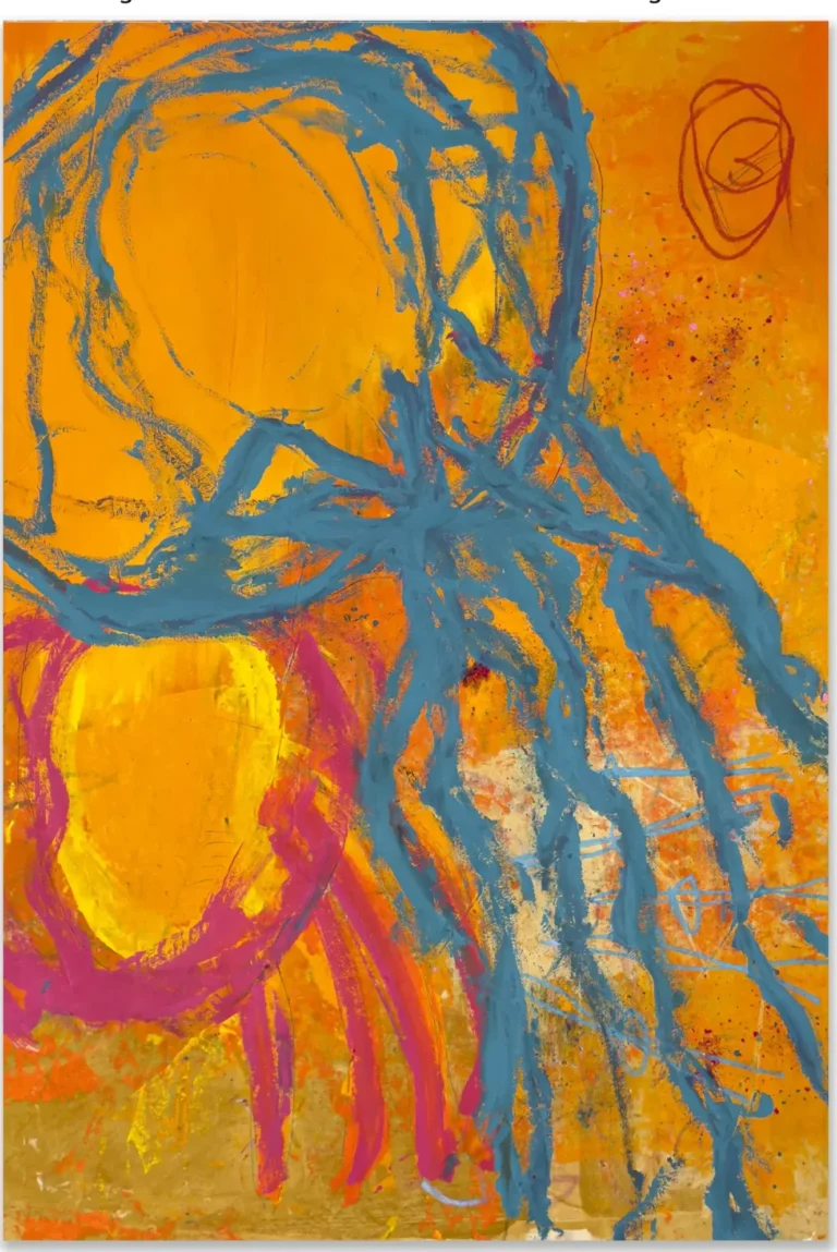 YELLOW MAGIC – abstraktus paveikslas, 100×147 cm, mišri technika ant drobės, menininkas Eigirdas Scinskas