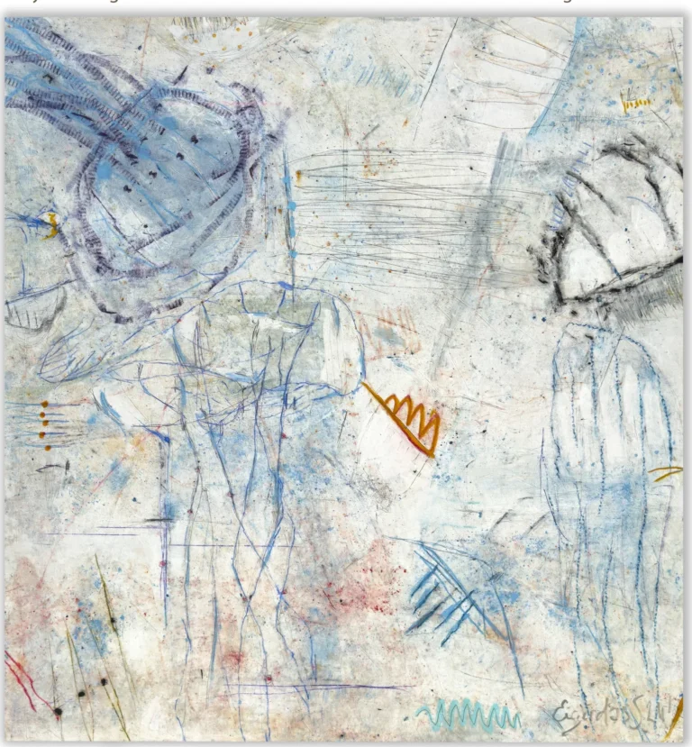 FRAGILE REFLECTIONS – abstraktus paveikslas, 147×140 cm, mišri technika ant drobės, menininkas Eigirdas Scinskas