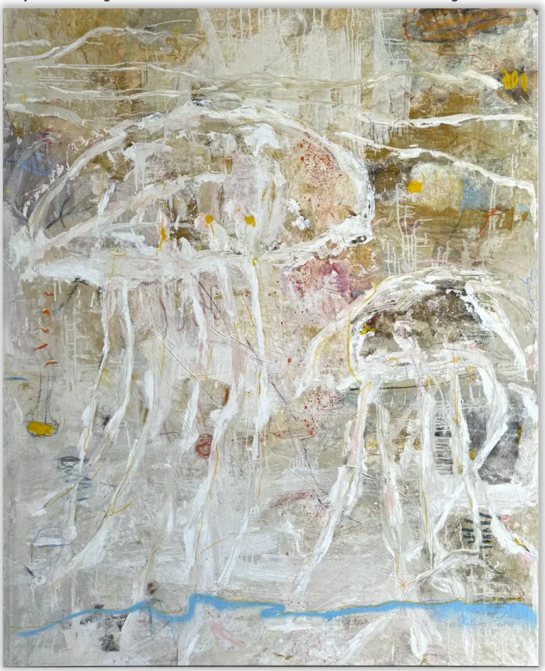 DRIFTING SOULS – abstraktus paveikslas, 147×180 cm, mišri technika ant drobės, menininkas Eigirdas Scinskas