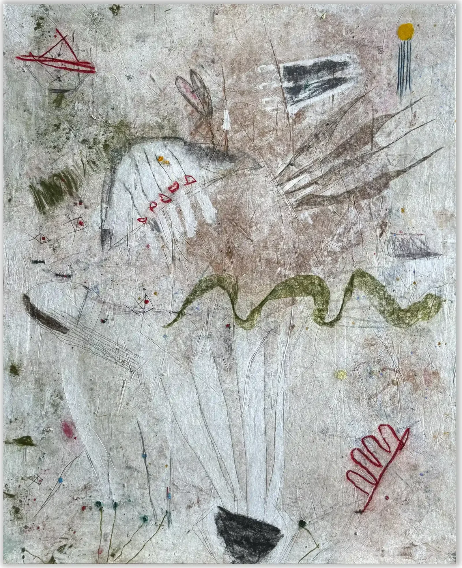 MILLIONS YEARS AGO – abstraktus paveikslas, 120×147 cm, mišri technika ant drobės, menininkas Eigirdas Scinskas