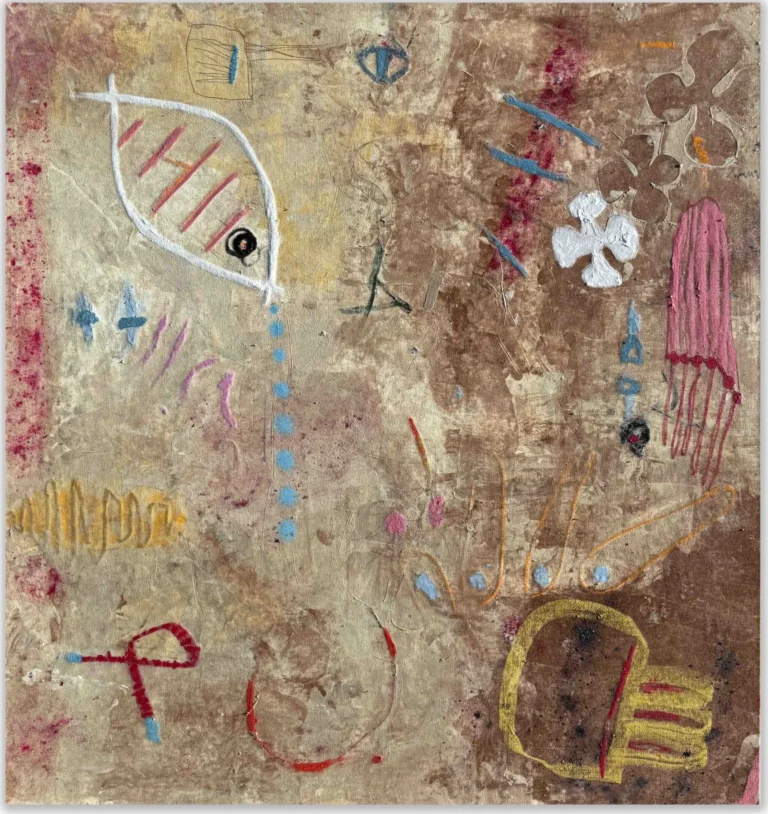 DEEP DIVING – abstraktus paveikslas, 147×147 cm, mišri technika ant drobės, menininkas Eigirdas Scinskas