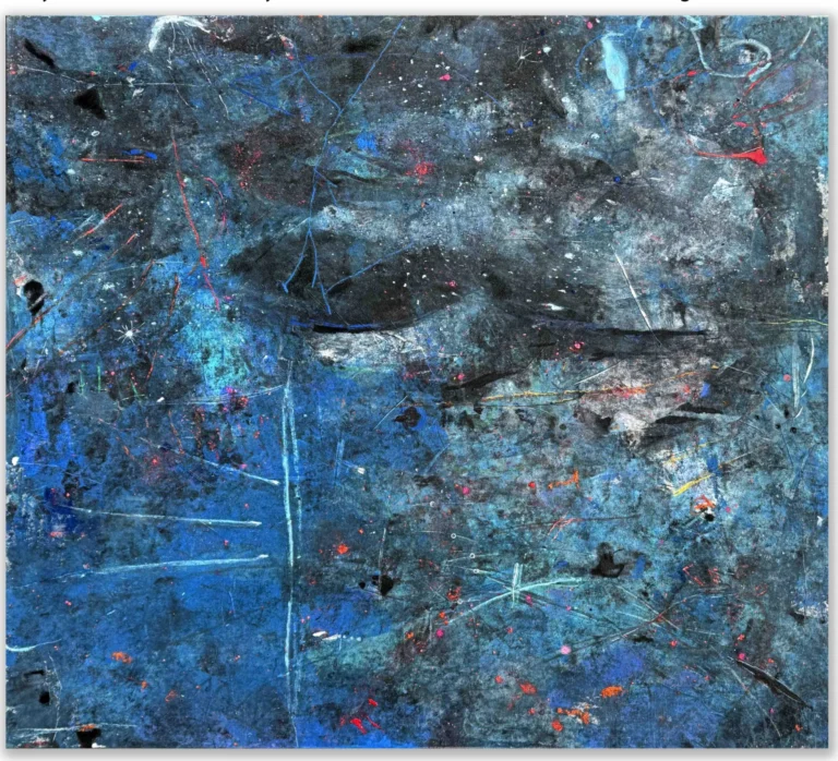 PULSE OF THE GALAXY – abstraktus paveikslas, 147×120 cm, mišri technika ant drobės, menininkas Eigirdas Scinskas