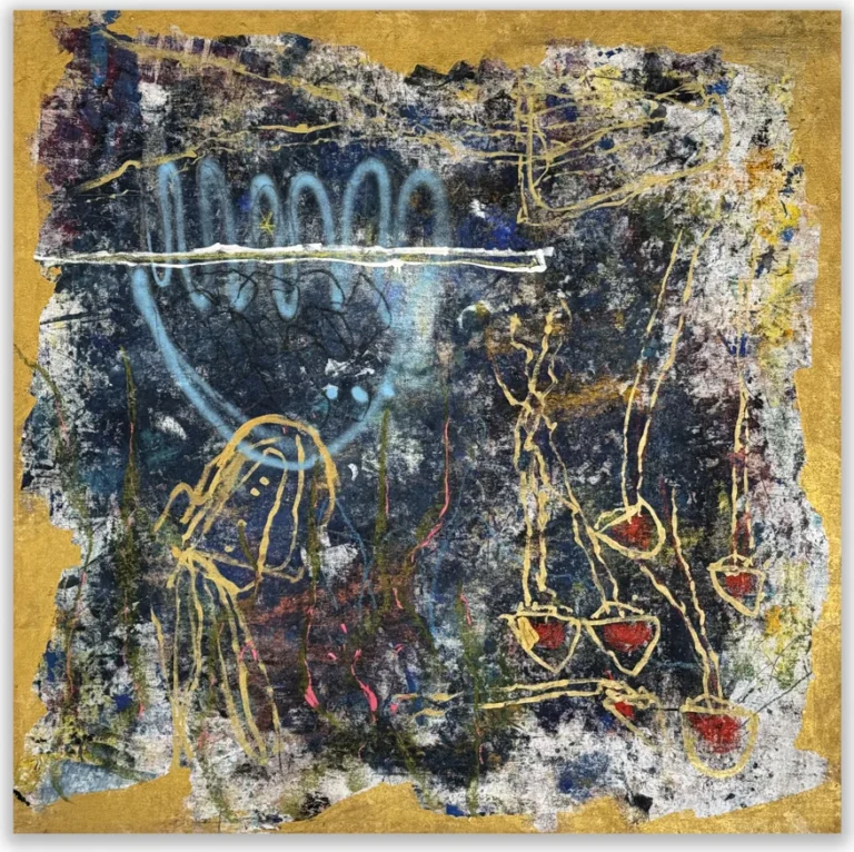 GOLD – abstraktus paveikslas, 147×147 cm, aliejus ir akrilas ant drobės, menininkas Eigirdas Scinskas