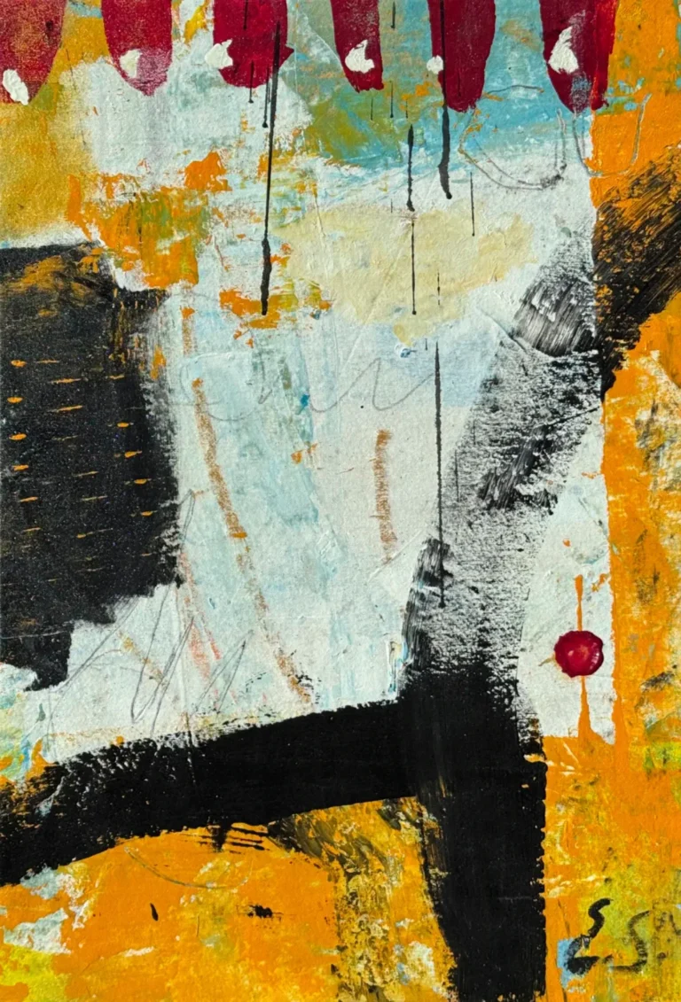 THE TOURIST – abstraktus paveikslas, 45×70 cm, mišri technika ant drobės, menininkas Eigirdas Scinskas