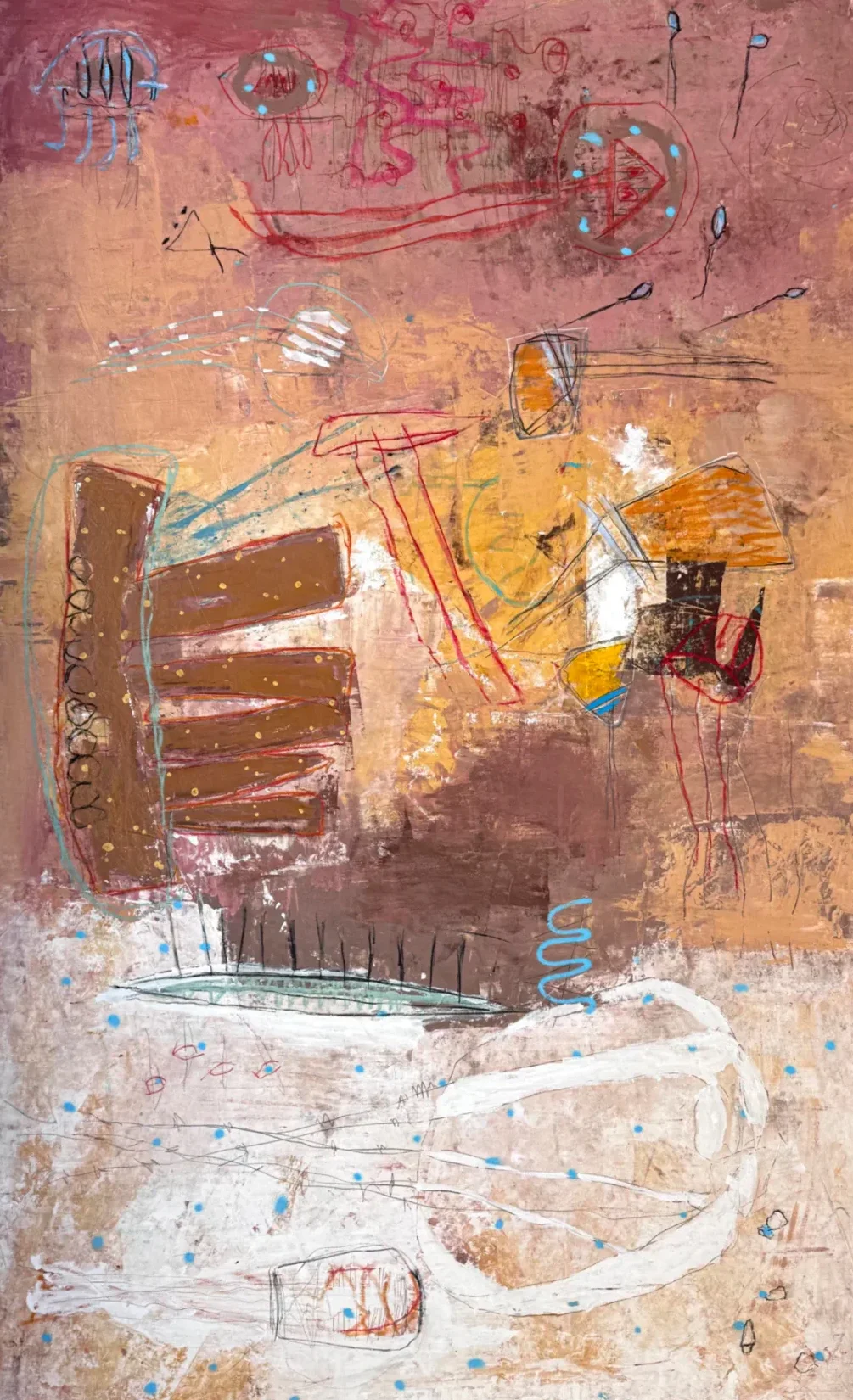 SOURCE OF LIFE – abstraktus paveikslas, 250×145 cm, mišri technika ant drobės, menininkas Eigirdas Scinskas