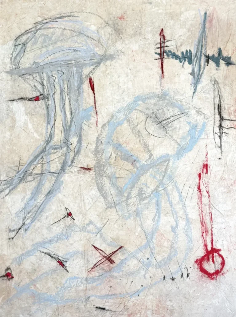 ON THE CLOUDS – abstraktus paveikslas, 110×147 cm, mišri technika ant drobės, menininkas Eigirdas Scinskas
