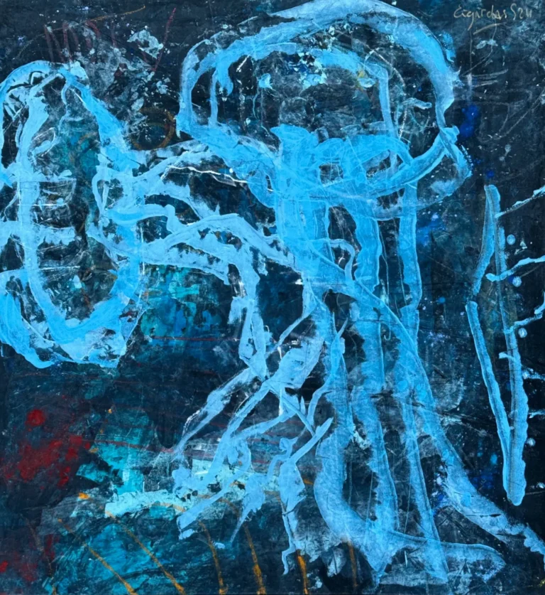 OCEAN ROOTS – abstraktus paveikslas, 130×140 cm, akrilas ant drobės, menininkas Eigirdas Scinskas
