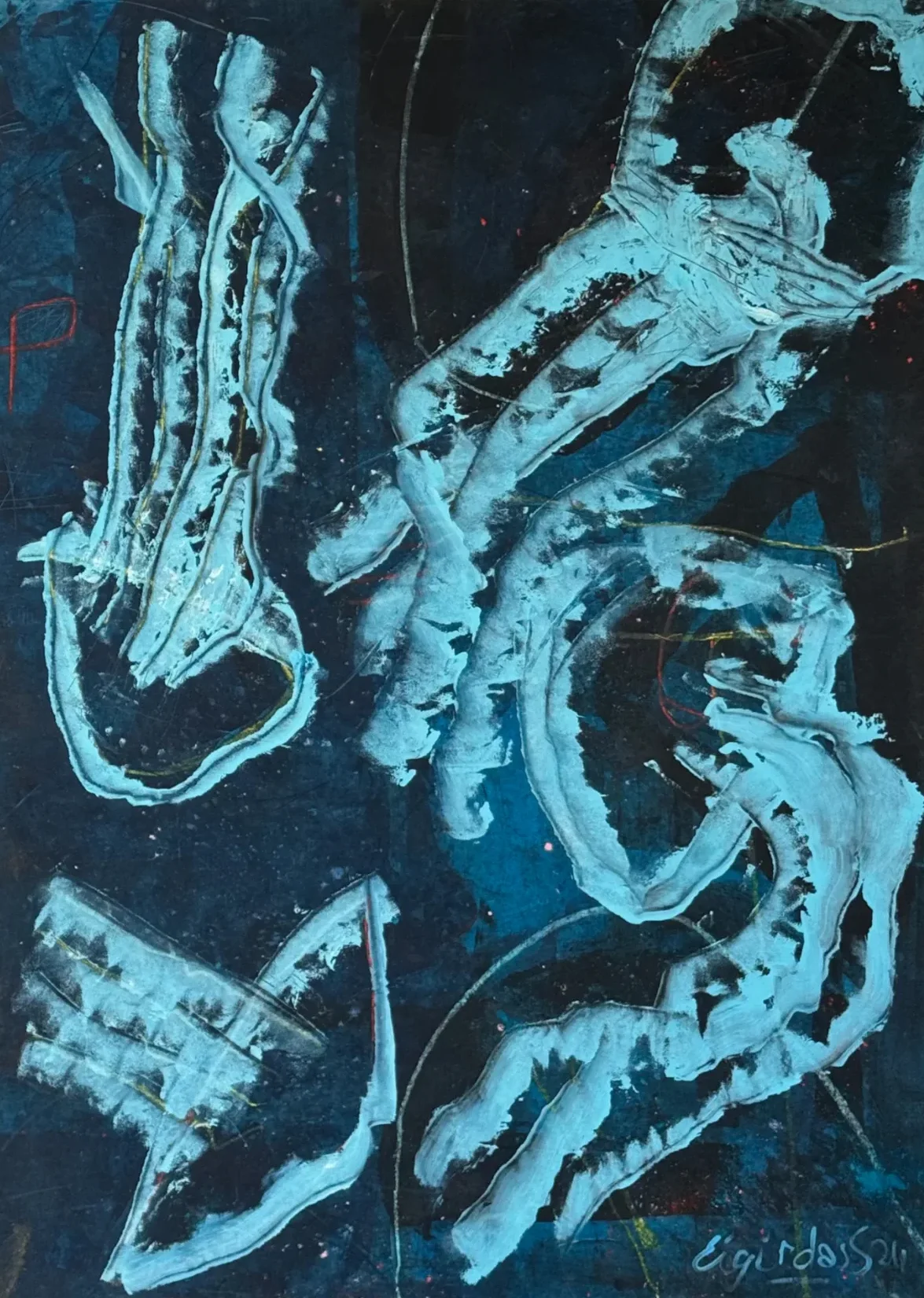 SLEEPY EYE – abstraktus paveikslas, 100×147 cm, aliejus ir akrilas ant drobės, menininkas Eigirdas Scinskas