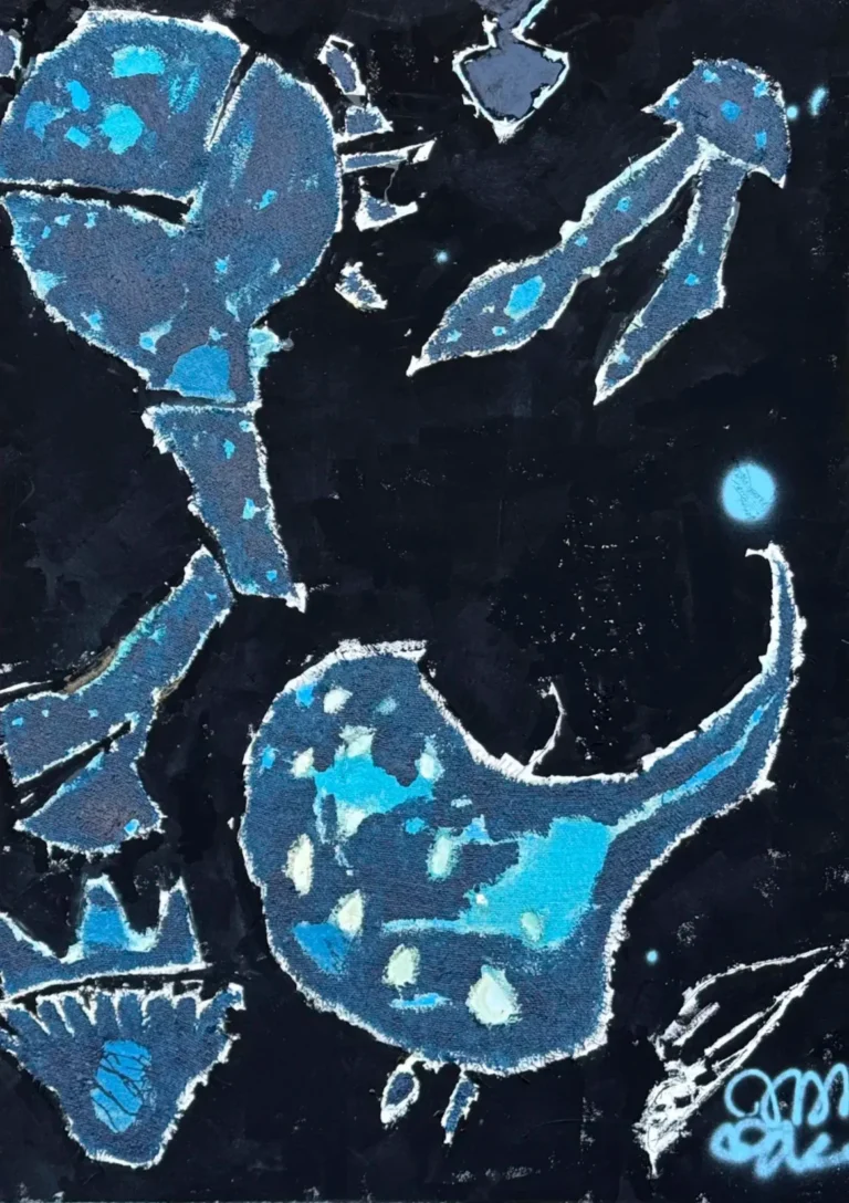 THE DARK SIDE – abstraktus paveikslas, 100×140 cm, mišri technika ant drobės, menininkas Eigirdas Scinskas
