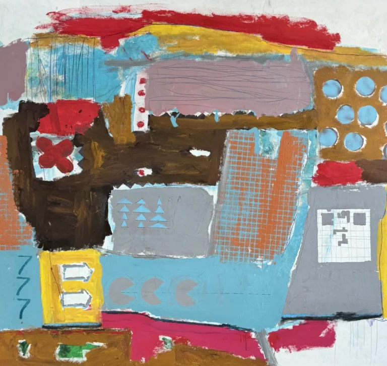 BY THE SEA – abstraktus paveikslas, 147×147 cm, akrilas ant drobės, menininkas Eigirdas Scinskas