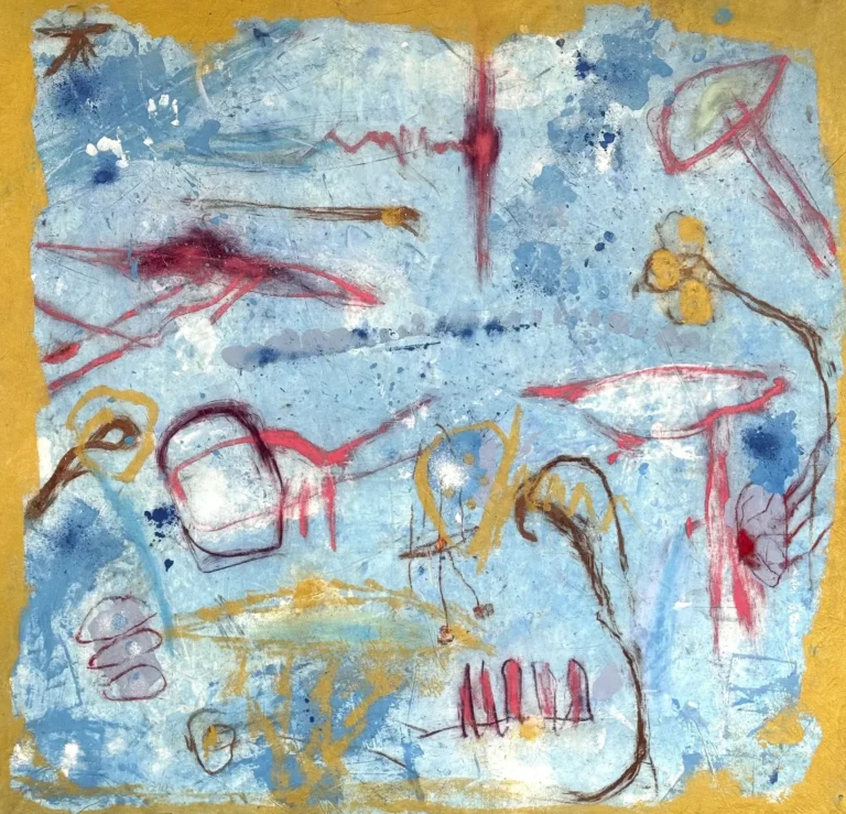 BLUE LAGOON – abstraktus paveikslas, 147×147 cm, akrilas ant drobės, menininkas Eigirdas Scinskas