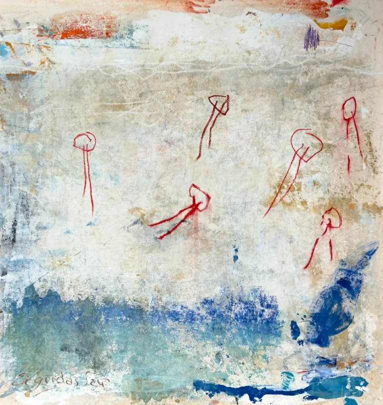 MOLECULES – abstraktus paveikslas, 140×147 cm, mišri technika ant drobės, menininkas Eigirdas Scinskas