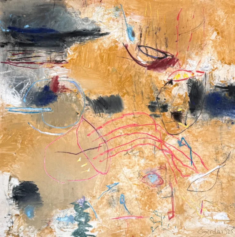SAND DUNES – abstraktus paveikslas, 147×147 cm, mišri technika ant drobės, menininkas Eigirdas Scinskas