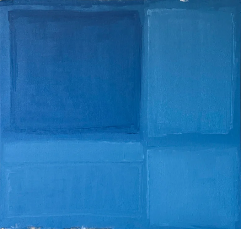 BLUE HOUR – abstraktus paveikslas, 147×140 cm, aliejus ant drobės, menininkas Eigirdas Scinskas