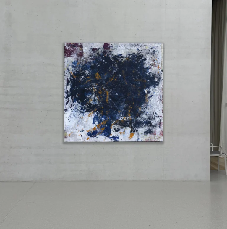 Inception – abstraktus paveikslas, 147×147 cm, akrilas ant drobės, menininkas Eigirdas Scinskas