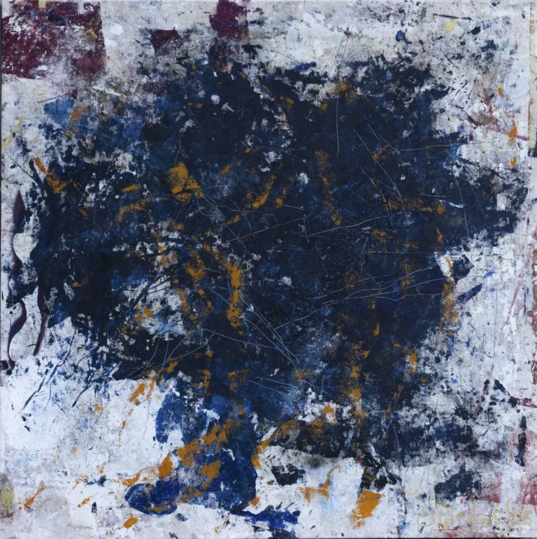 Inception – abstraktus paveikslas, 147×147 cm, akrilas ant drobės, menininkas Eigirdas Scinskas