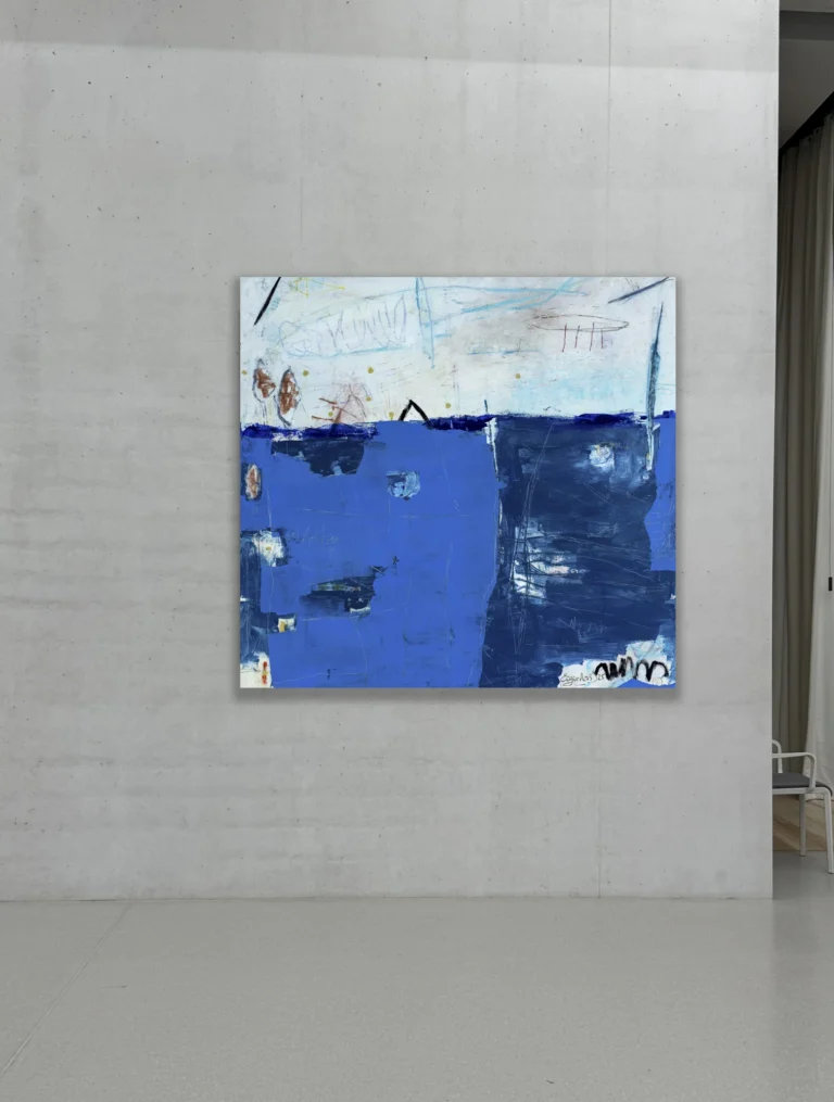 Stream – abstraktus paveikslas, 147×147 cm, akrilas ant drobės, menininkas Eigirdas Scinskas