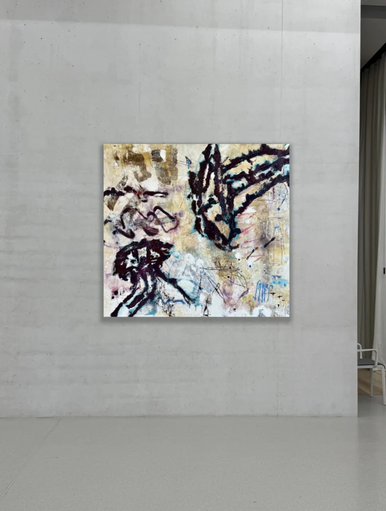 BORDO – abstraktus paveikslas, 140×130 cm, akrilas ant drobės, menininkas Eigirdas Scinskas