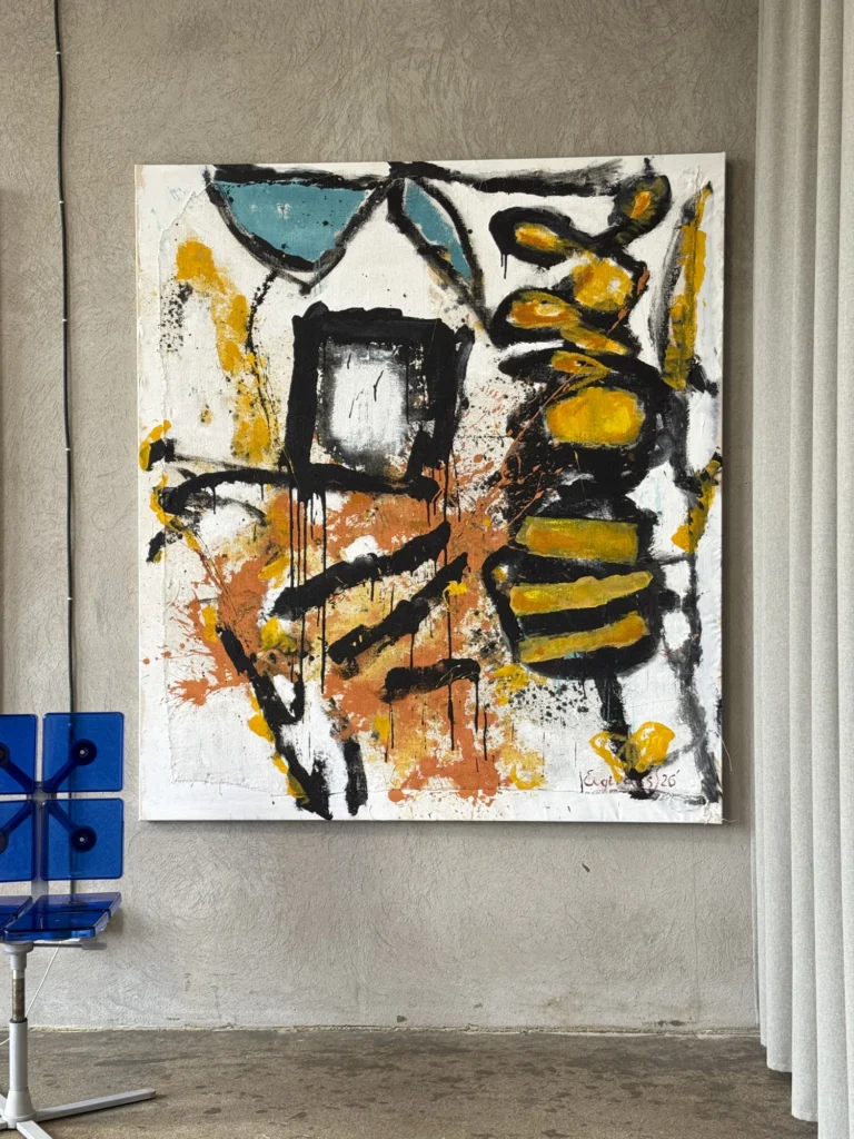 DIALOGUE – abstraktus paveikslas, 160×180 cm, akrilas ant drobės, menininkas Eigirdas Scinskas