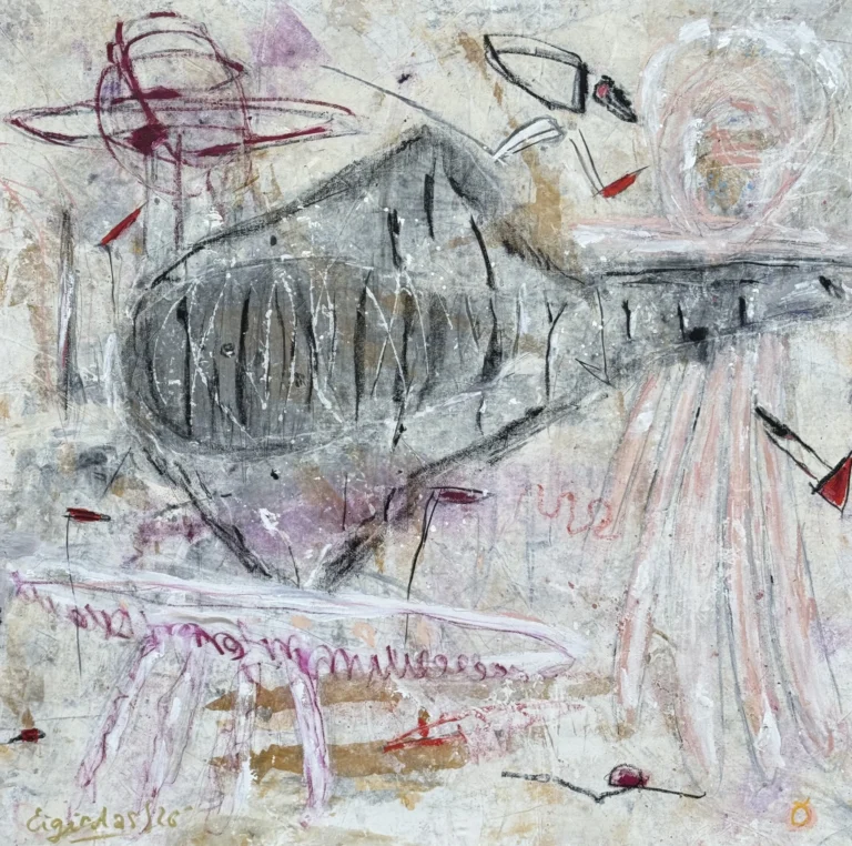 GREY HOPE – abstraktus paveikslas, 147×147 cm, akrilas ant drobės, menininkas Eigirdas Scinskas