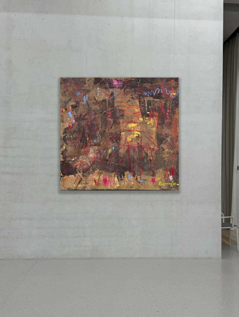 LATE HOUR – abstraktus paveikslas, 147×147 cm, akrilas ant drobės, menininkas Eigirdas Scinskas