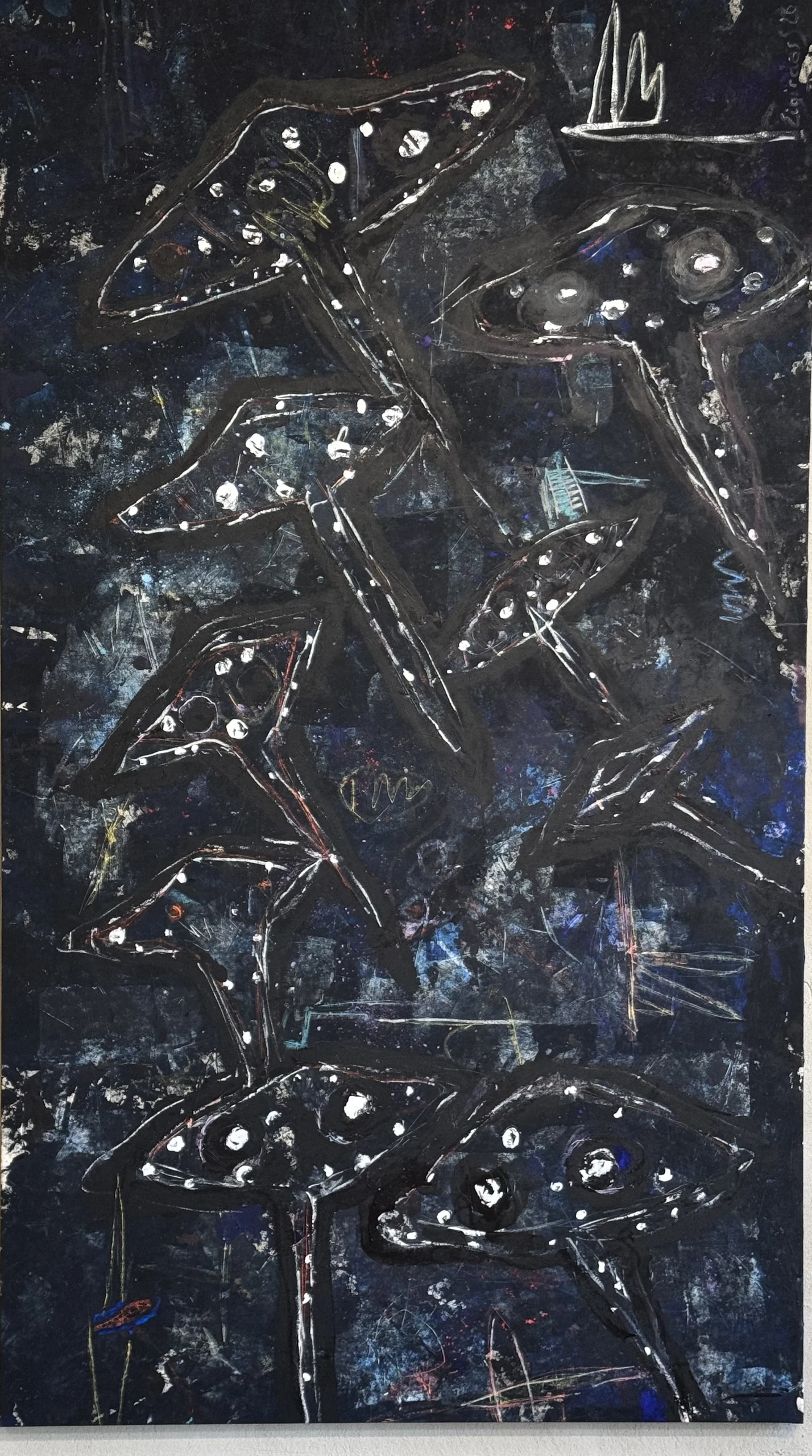 LIFE ASPECT – abstraktus paveikslas, 147×260 cm, mišri technika ant drobės, menininkas Eigirdas Scinskas